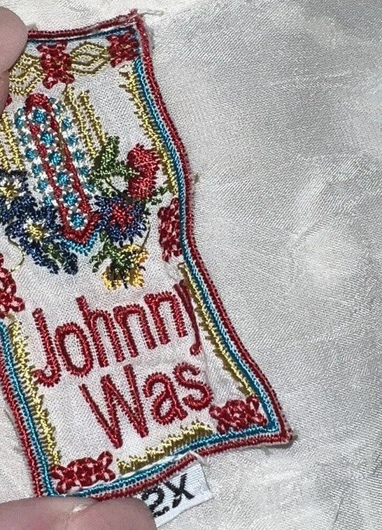 Johnny Was 2X Ivory Maxi Dress Silky Embroidery & Lace Kimono BOHO Beach Wedding Johnny Was