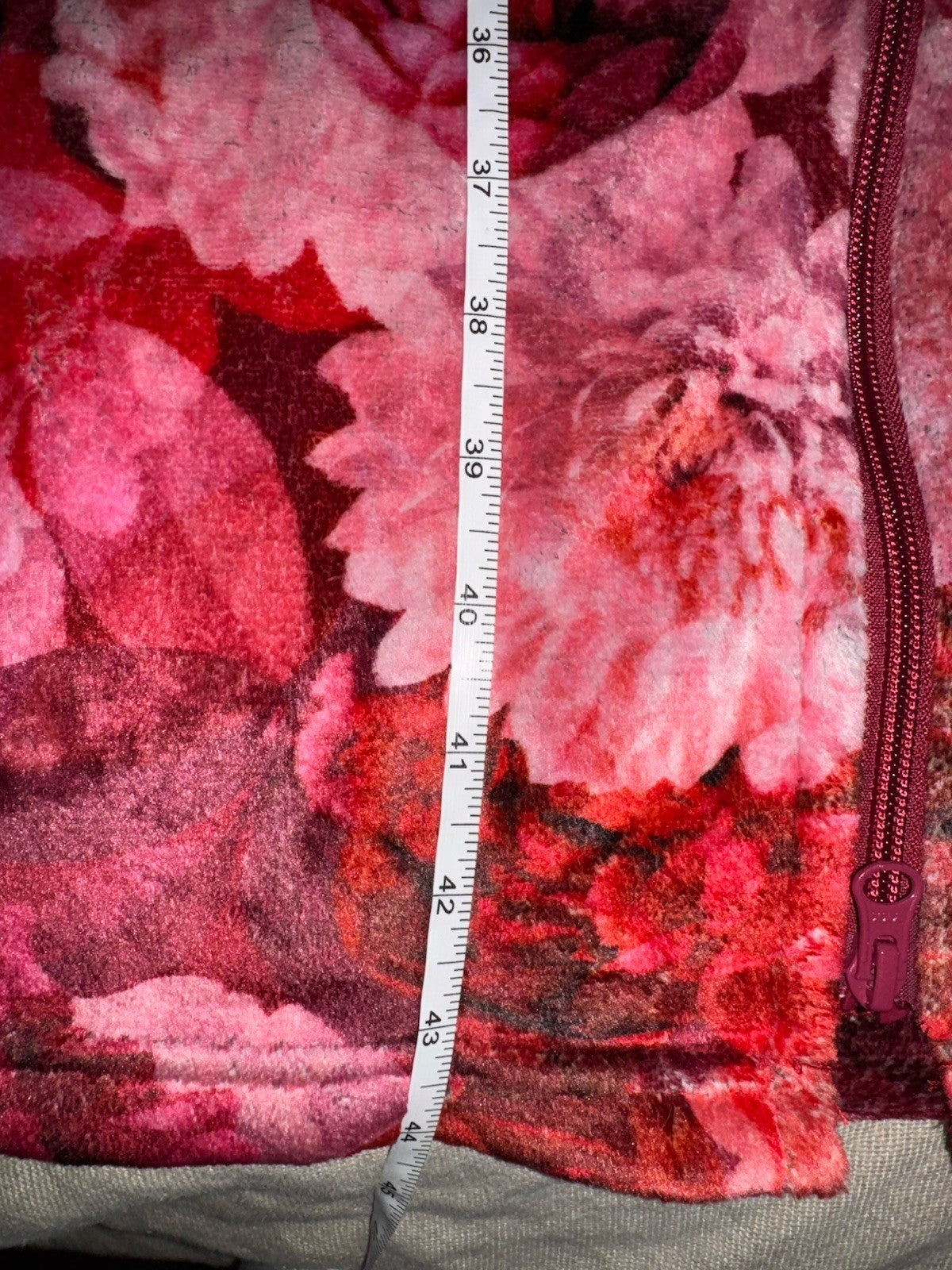 Johnny Was L Large Red Roses Zip Up Robe Bathrobe Housecoat Soft & Warm Johnny Was