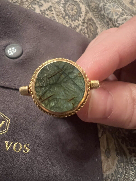 Julie Vos Coin Revolving Ring W/ Labradorite & Pegasus Two In One Sz 7 RARE