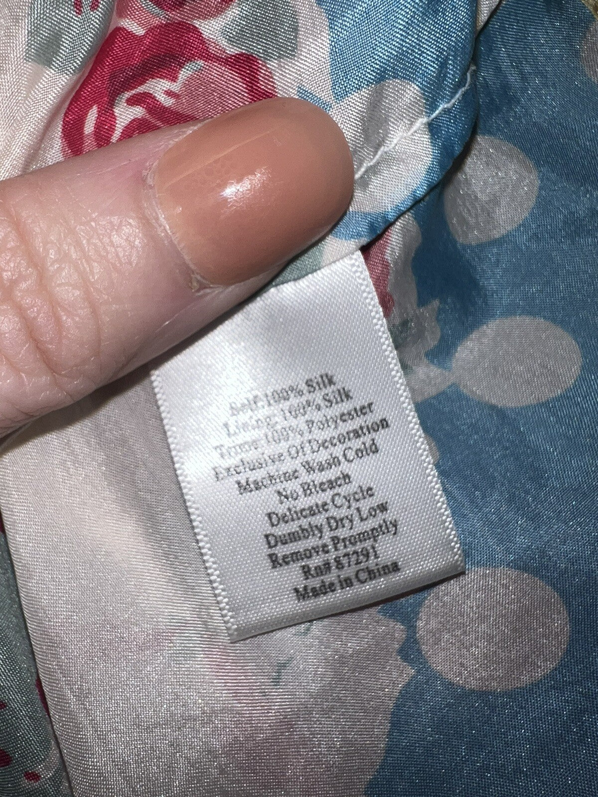 Johnny Was M 100% Silk Mini Dress Shift Tunic Top Lightweight Cool BOHO Summer Johnny Was