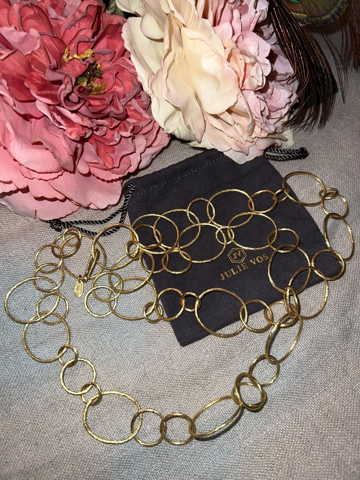 Julie Vos Long Link Necklace 36” 24k Gold Plated Julie Vos