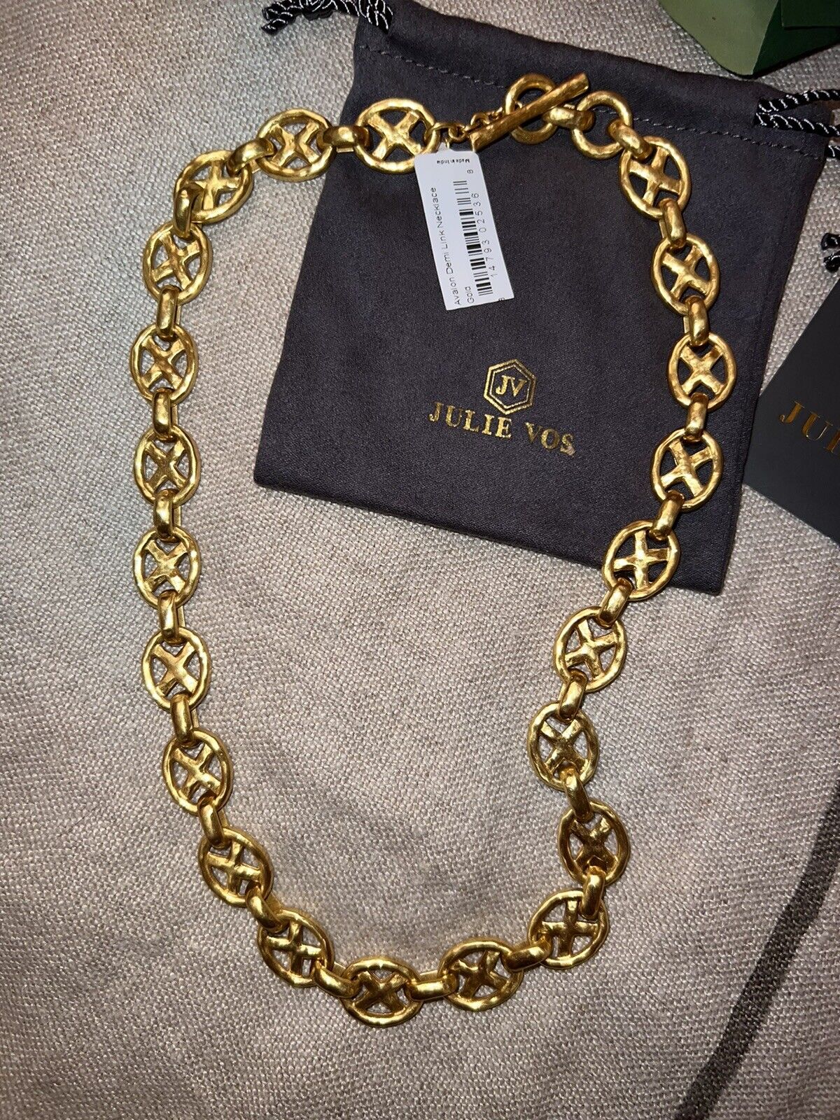 Julie Vos 24k Gold Plated XO Toggle Link Necklace ADJUSTABLE