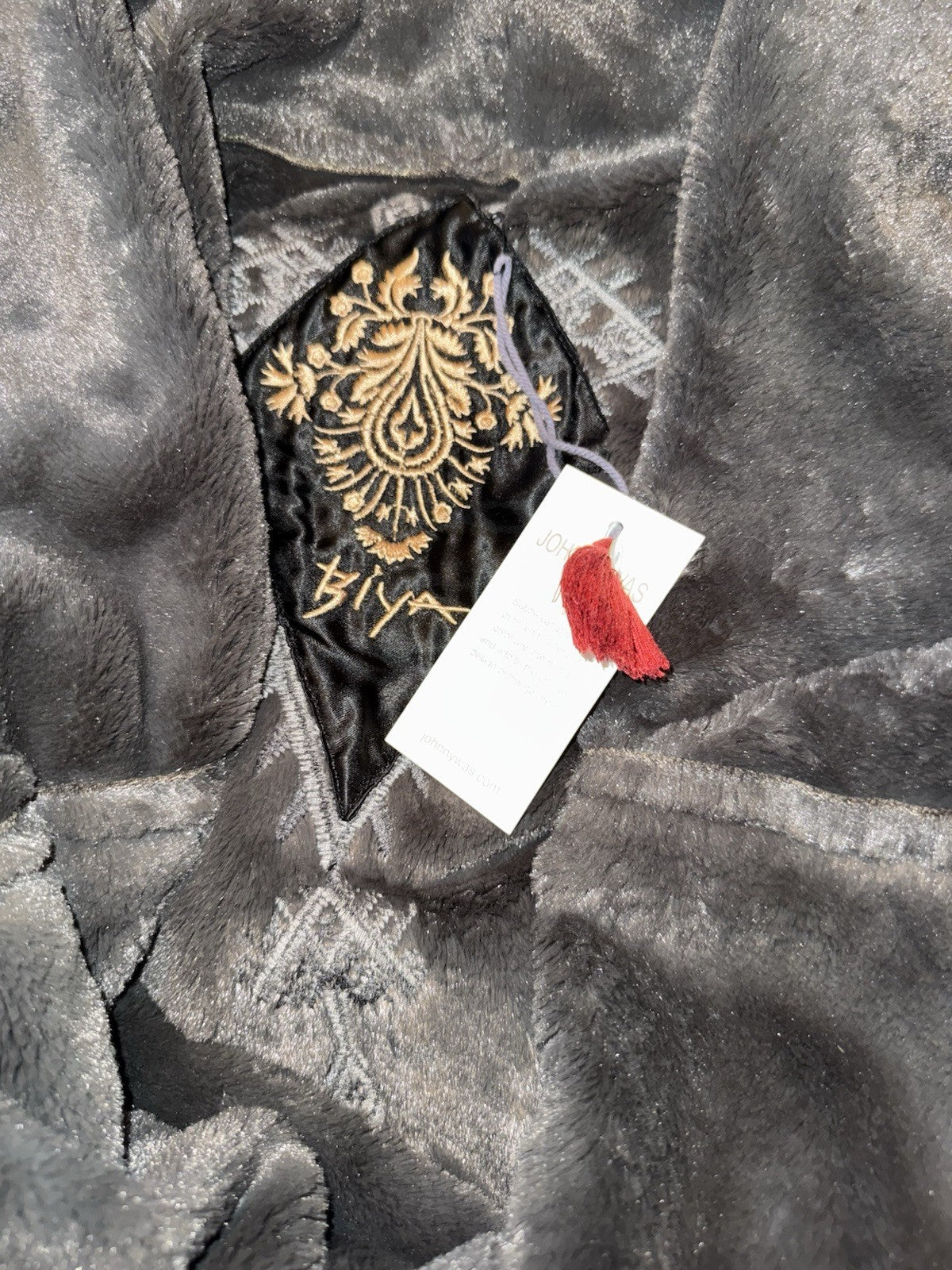 Johnny Was M Black Fuzzy Fur & Faux Suede Coat Jacket Wrap Pockets Western Johnny Was