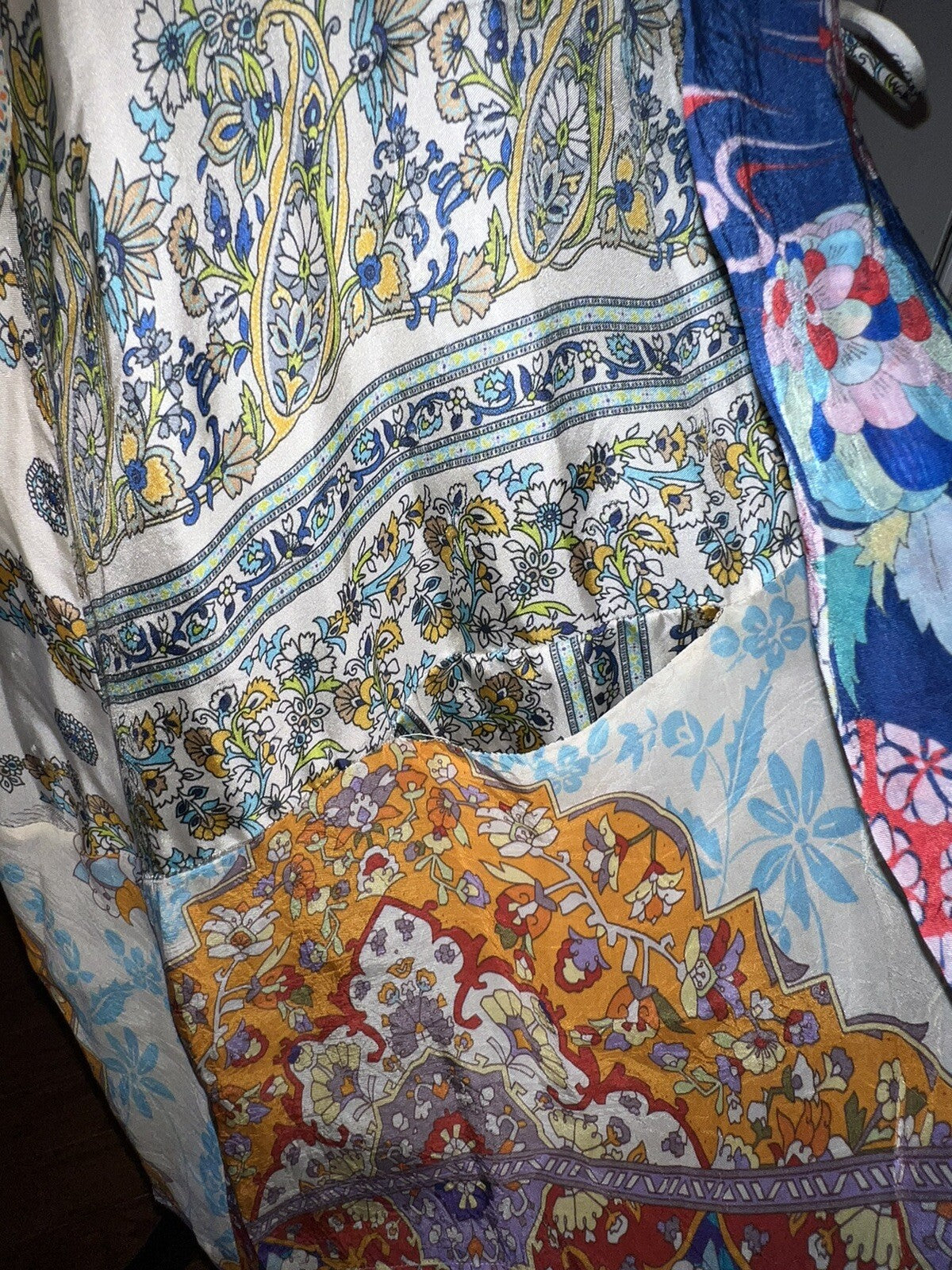 Johnny Was L Large 100% Silk Kimono Lightweight Cool Jacket Wrap Cardigan BOHO Johnny Was