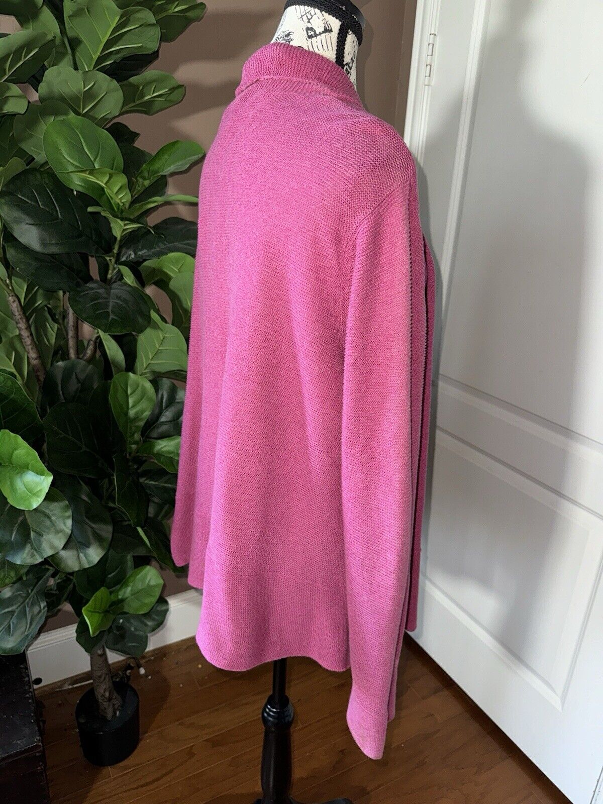 Eileen Fisher 2X Fushia Pink Cardigan Jacket Top Wrap Kimono Sweater Coat Soft