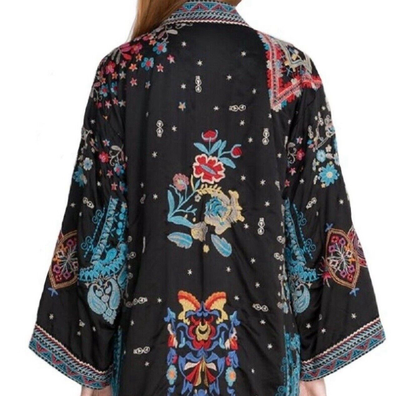 Johnny Was XL 1X Reversible KIMONO Jacket Coat Wrap Embroidery STUNNING