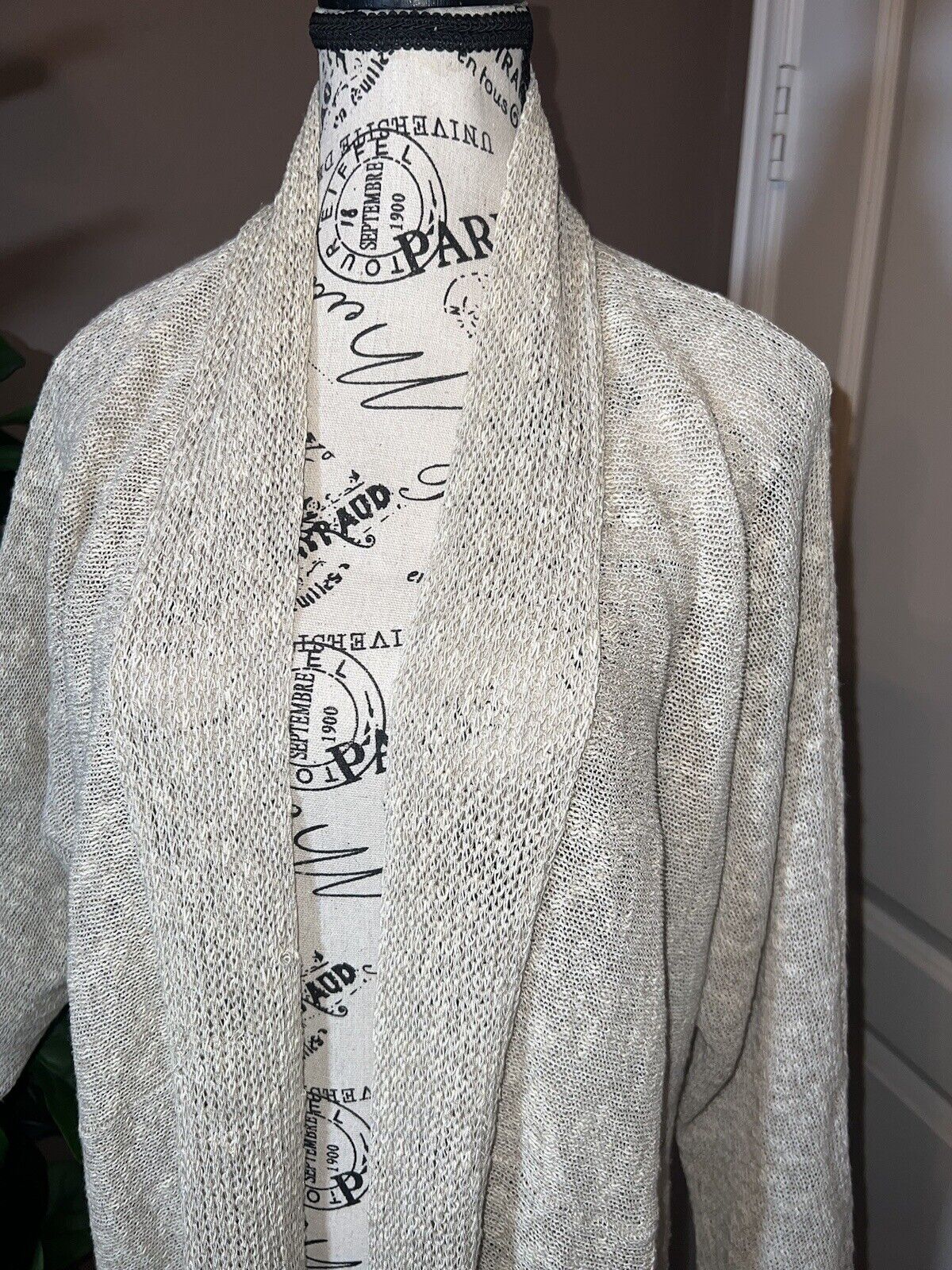 Eileen Fisher XL Natural Linen Color Cardigan Sweater Kimono