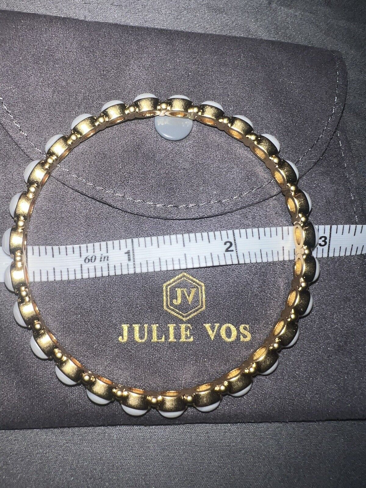 NEW Julie Vos Mykonos Pearl Bangle Bracelet Sz Lg 24k Gold Plated NWOT