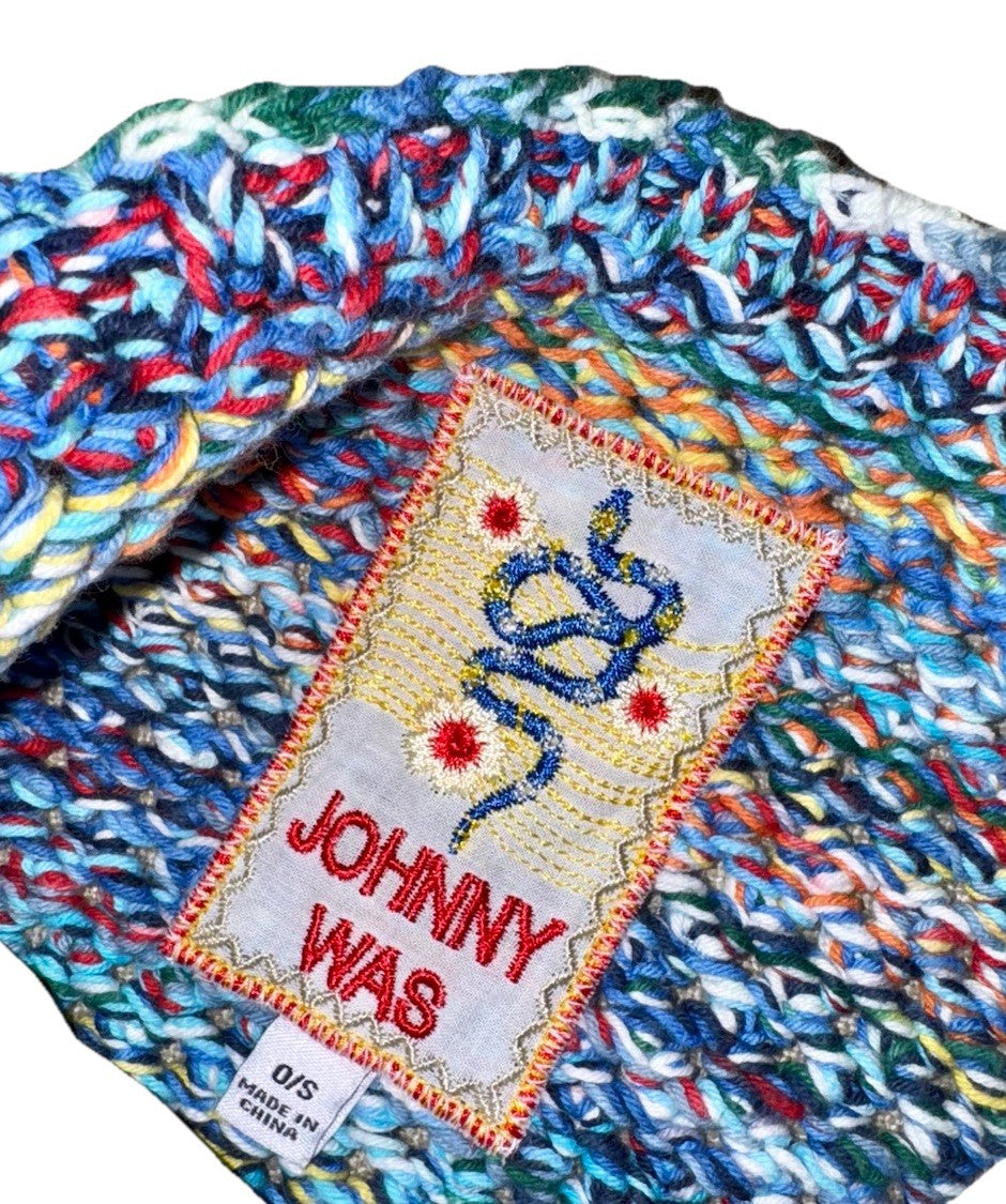 Johnny Was Multicolor Sling Bag Crochet Slouch Hobo Tote Purse Crossbody Johnny Was