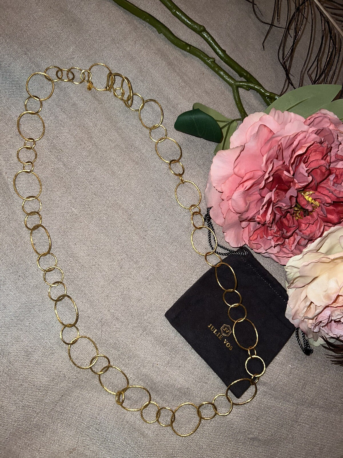 Julie Vos Long Link Necklace 36” 24k Gold Plated Julie Vos