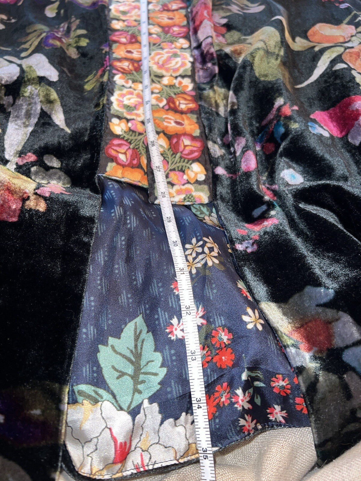 Johnny Was 1X Velvet & Silk Kimono Wrap REVERSIBLE Jewel Tones Floral Jacket Johnny Was