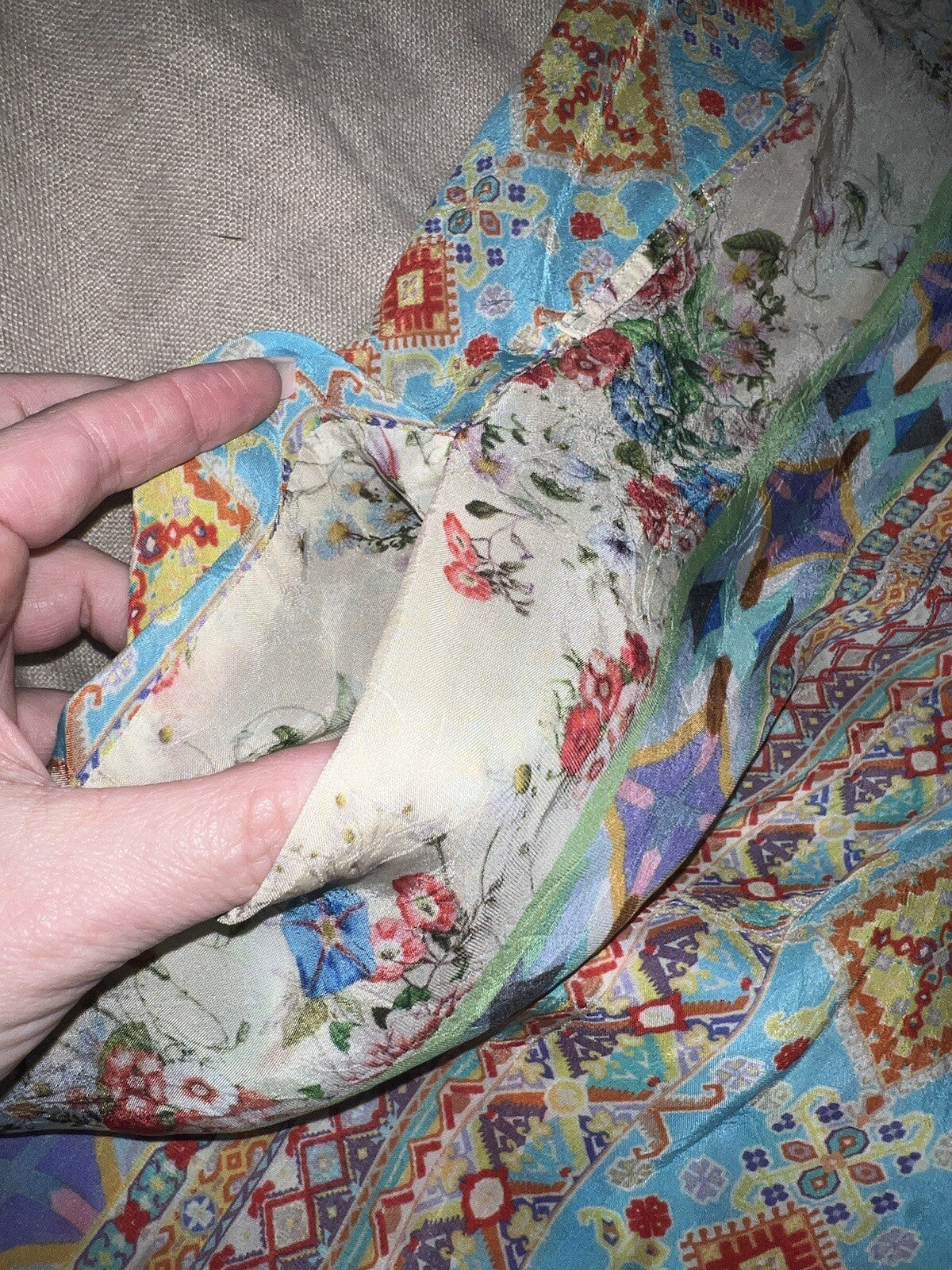 Johnny Was 2X Silky Kimono Jacket Floral W/ Belt Lavender Pink Lightweight Cool Johnny Was