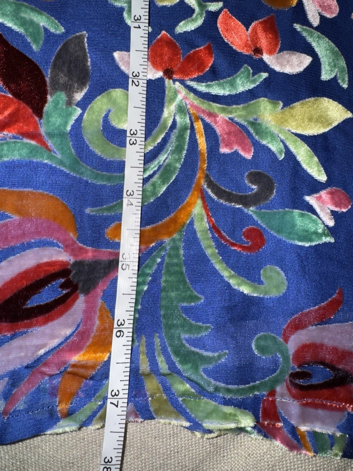 Johnny Was XXL Burnout Velvet Blue & Red Mini Shift Dress Silk Lining $388 Johnny Was