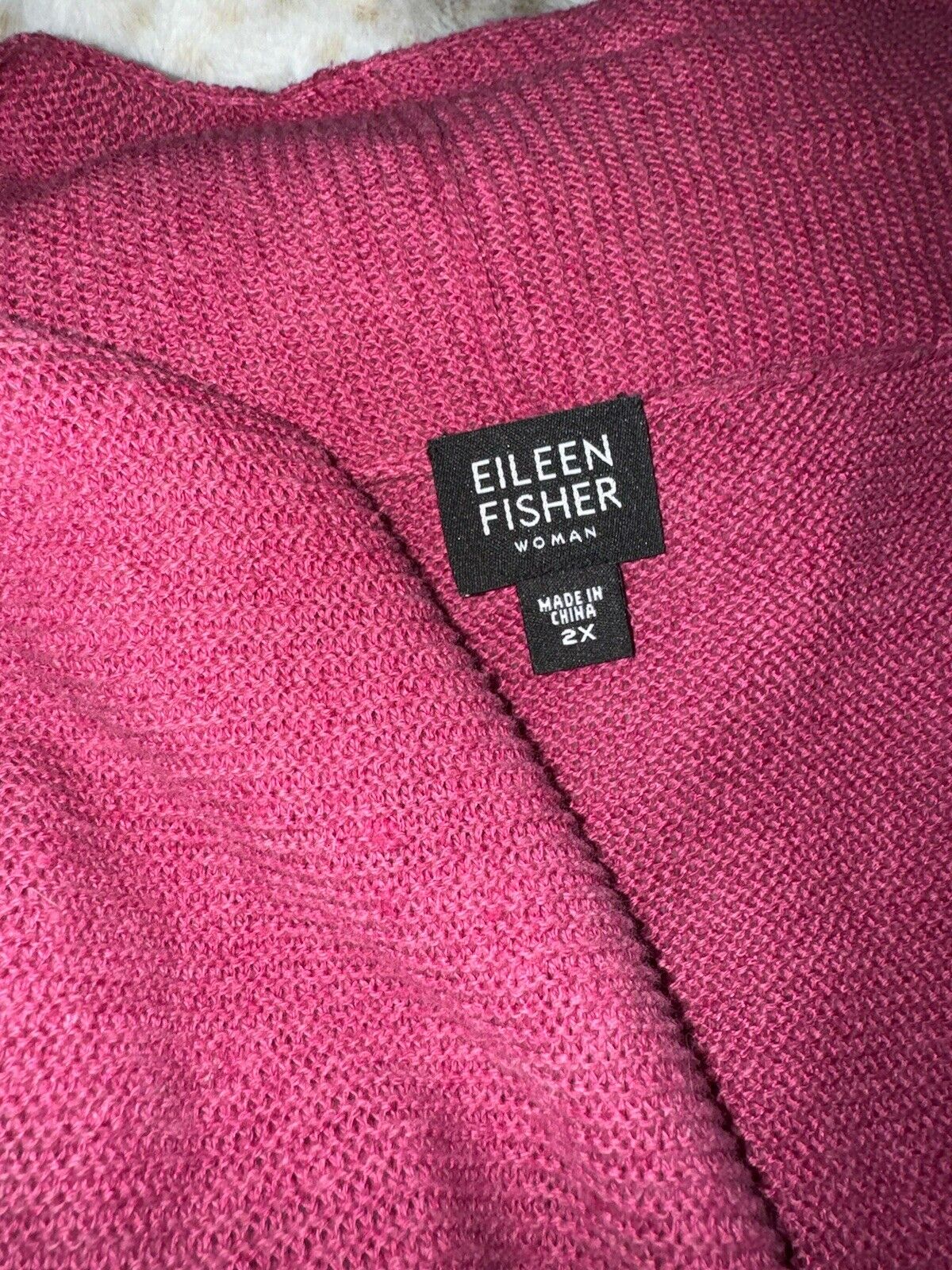 Eileen Fisher 2X Fushia Pink Cardigan Jacket Top Wrap Kimono Sweater Coat Soft