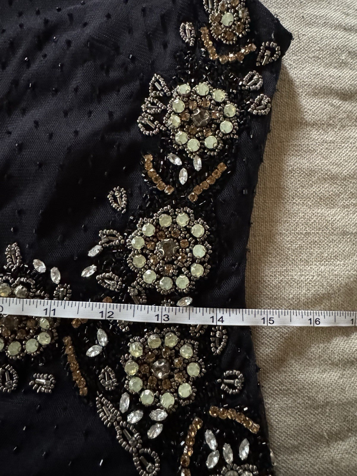 Johnny Was Black Label Sz 8 Jeweled Mesh MIDI Dress Dark Navy $598 Ret Johnny Was