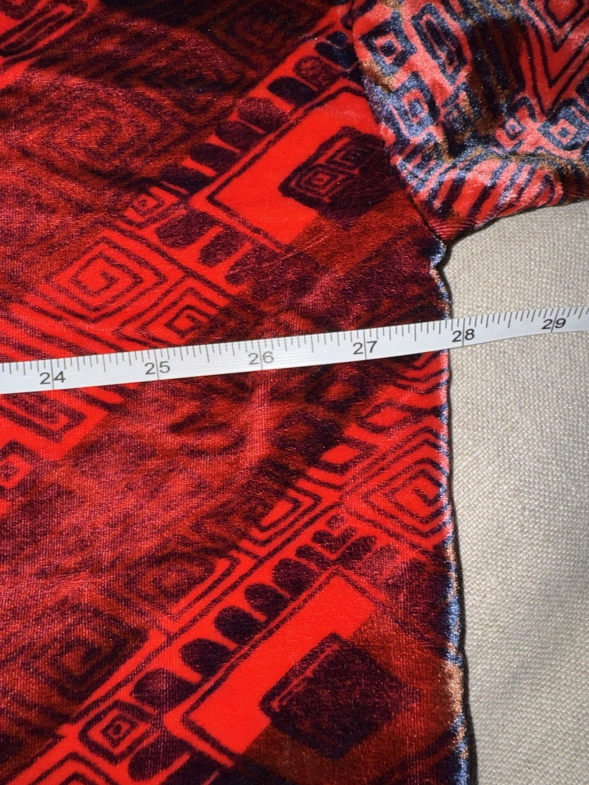 Johnny Was L Large Red & Black Velvet Button Up Shirt Blouse Top Long Sleeve Geo Johnny Was