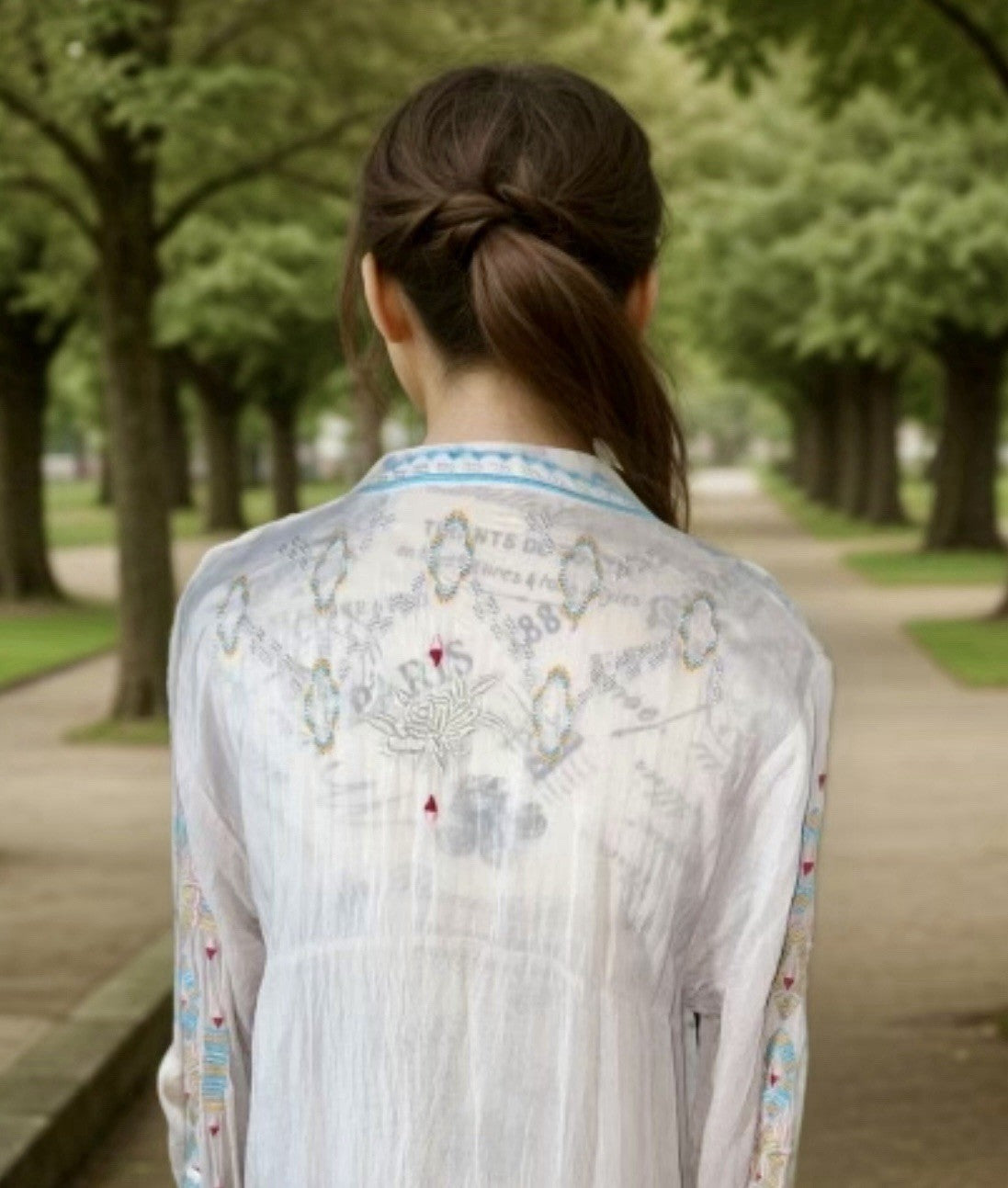 Johnny Was M Pale Pink Tunic Top Embroidered Silky Mini Dress Lightweight Cool Johnny Was