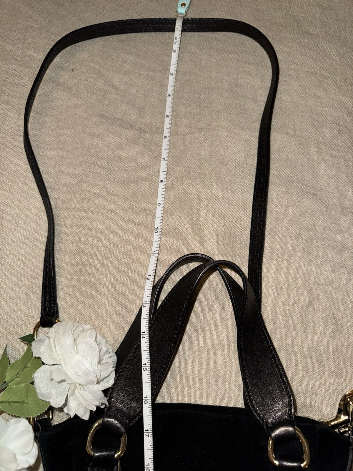 Johnny Was Black Suede Leather Crossbody Bag Purse Tote Hobo Tassels Johnny Was