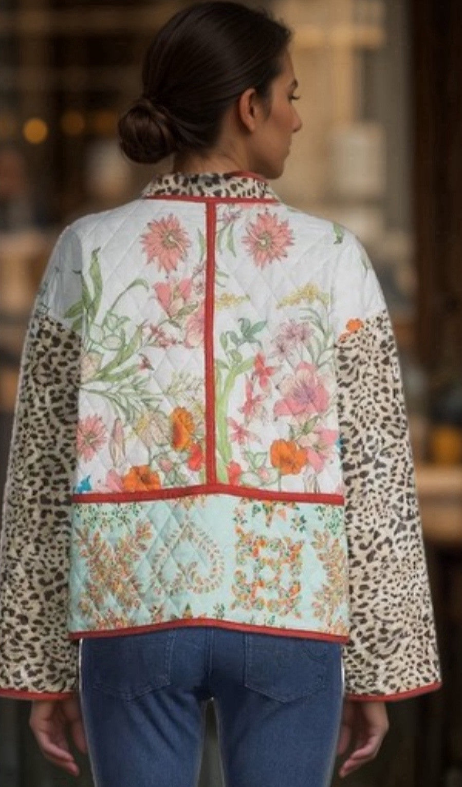 Johnny Was 1X Quilted Jacket Field Coat Button Up Patchwork Leopard  Soft - Boho Beauty Boutique