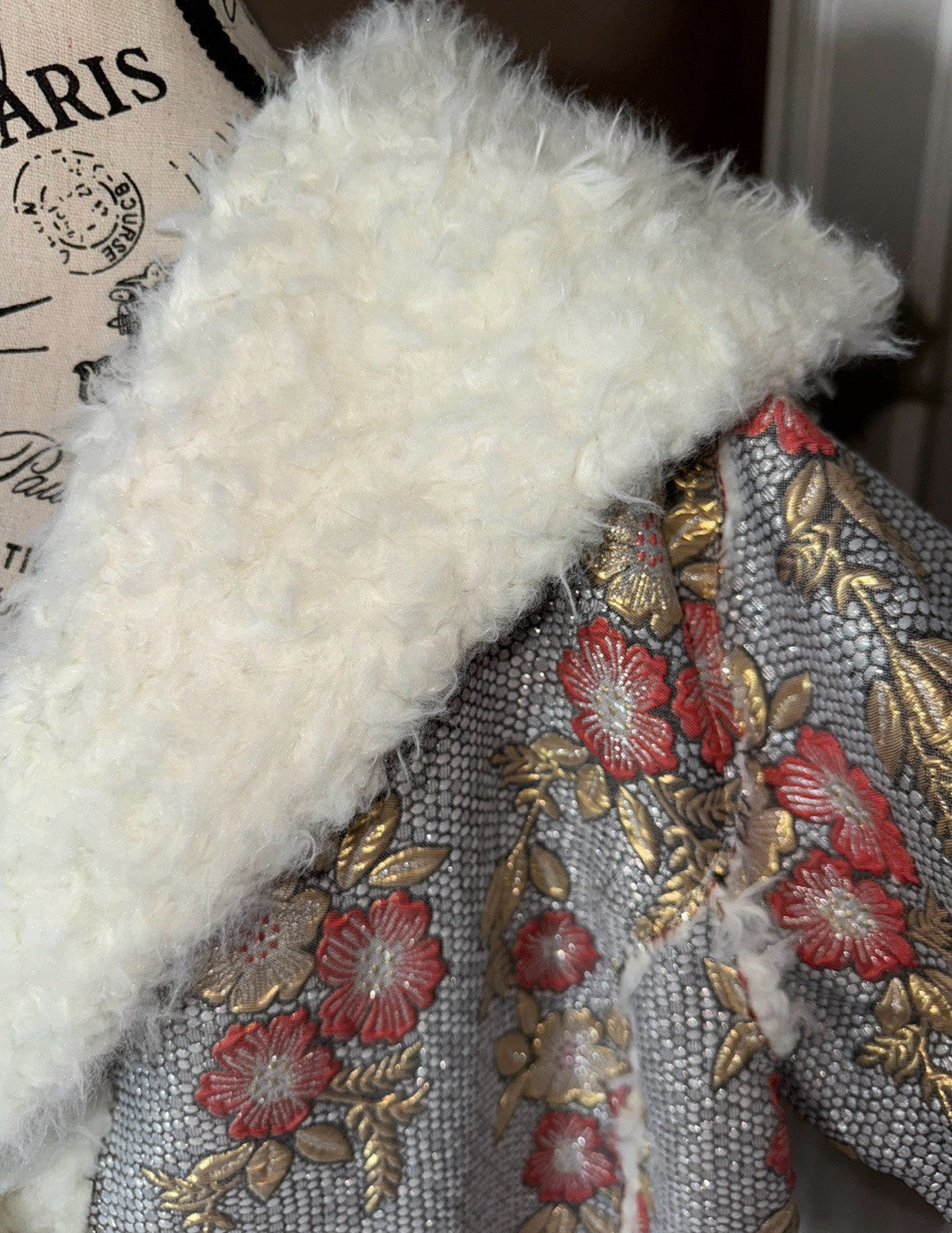 Johnny Was 1X Faux Fur Sherpa Coat Jacket Wrap Shearling Lined Tassles BOHO Johnny Was