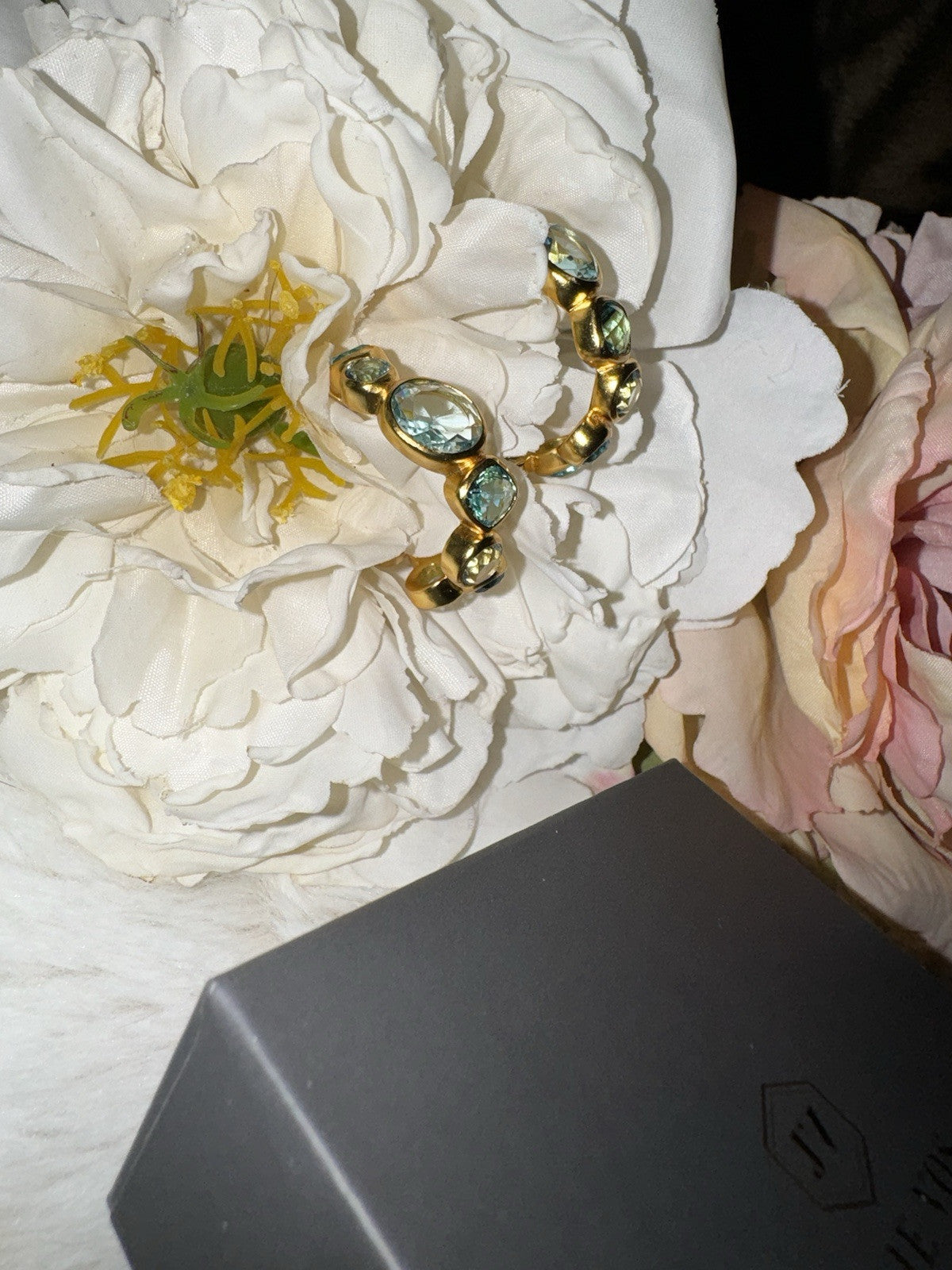 Julie Vos Blue & 24k Gold Plated Hoop Earrings 1.25” Hoops Mixed Blues Julie Vos