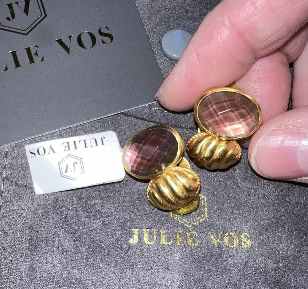 Julie Vos Clip On Earrings  Rose/Fushia  Statement Pieces Julie Vos