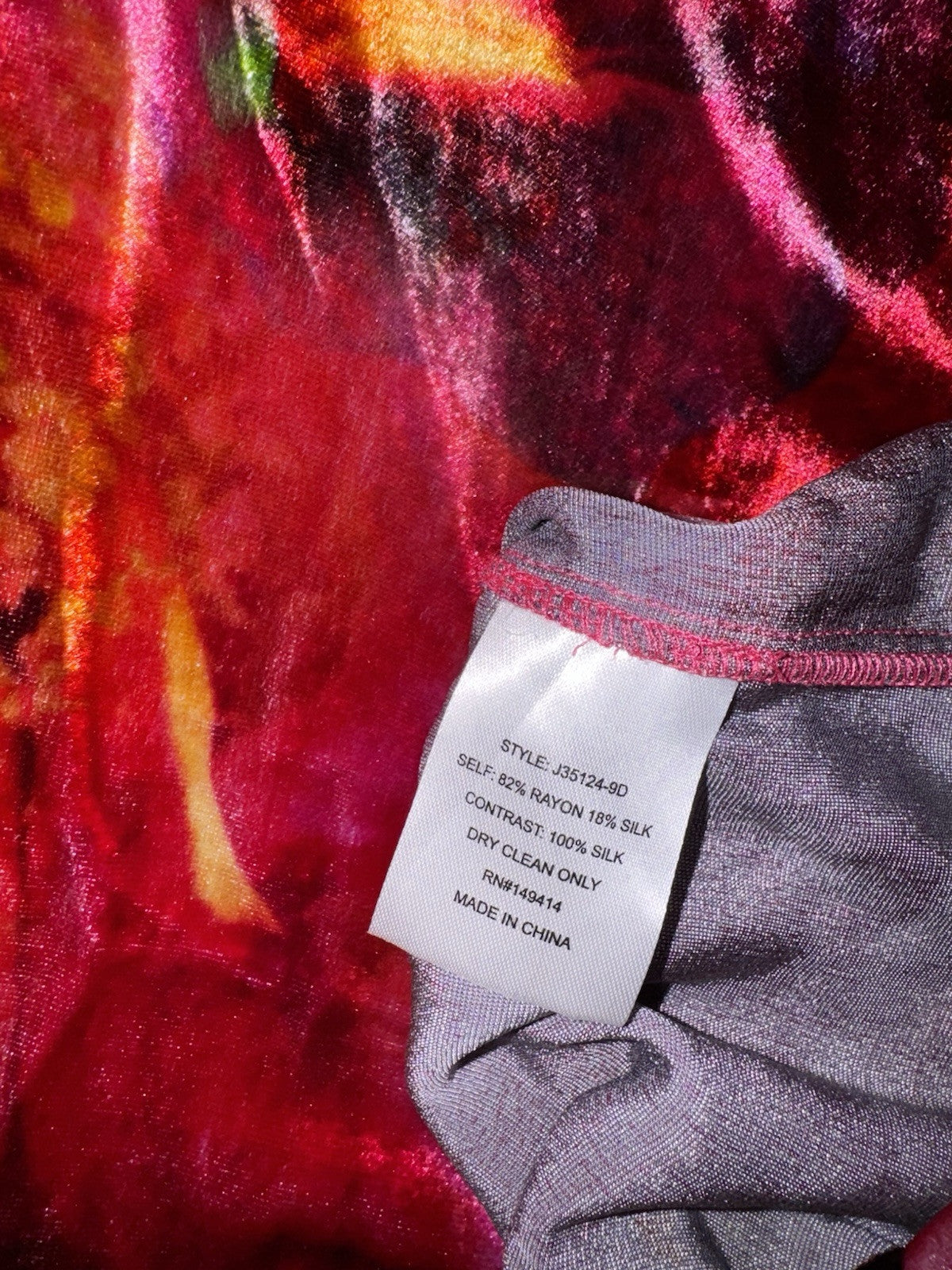 Johnny Was L Velvet Shift Mini Dress Red Black  & Pink BOHO Floral Bloom Johnny Was