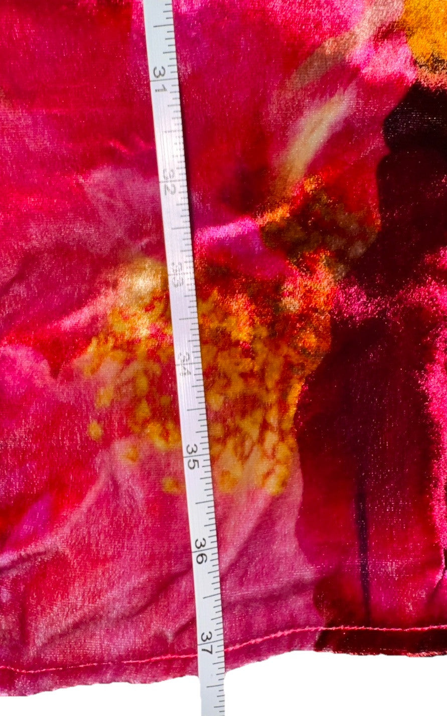 Johnny Was L Velvet Shift Mini Dress Red Black  & Pink BOHO Floral Bloom Johnny Was