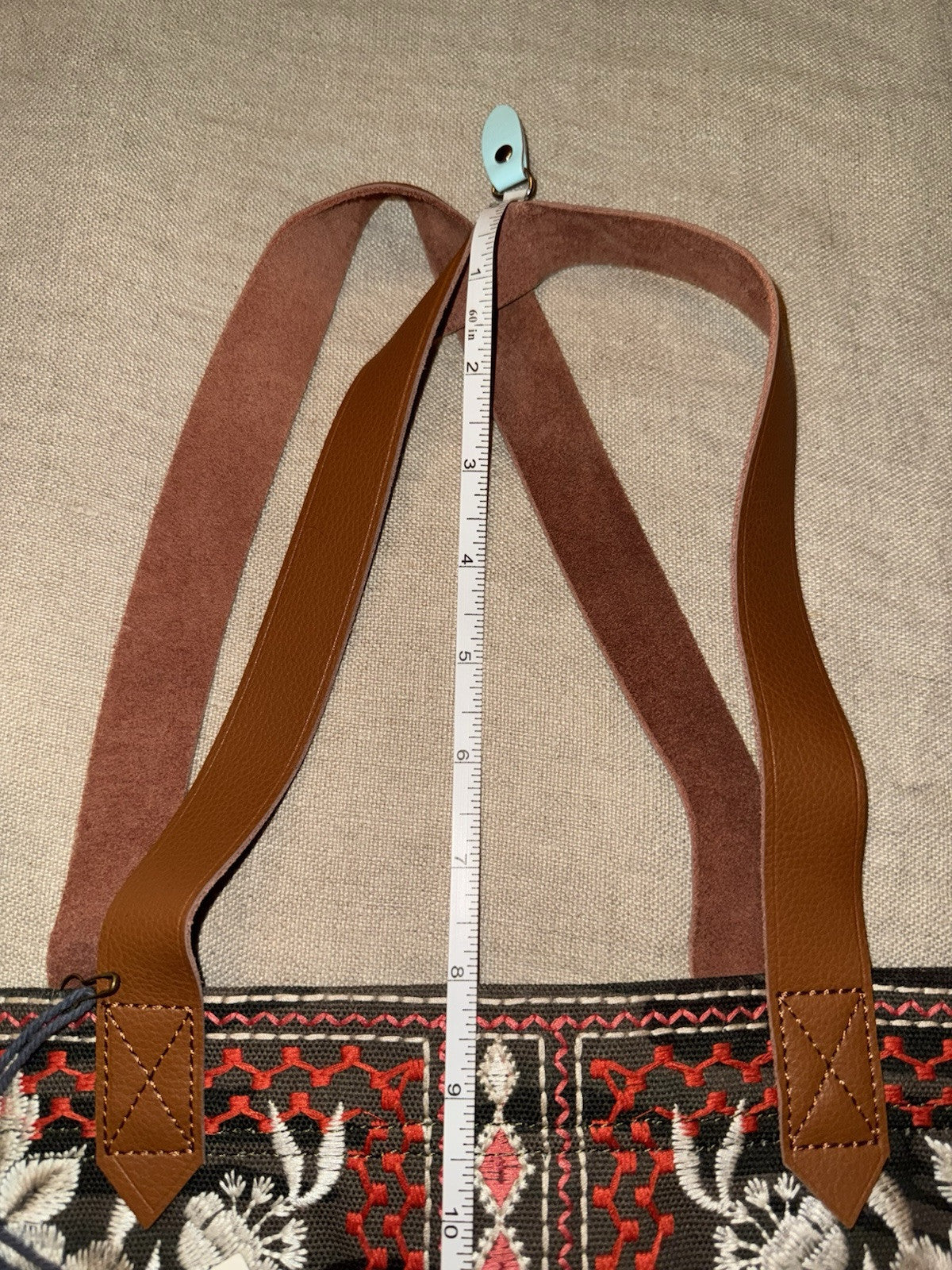 Johnny Was Canvas & Leather Tote Travel Bag Purse Camo & Flowers Embroidered Johnny Was