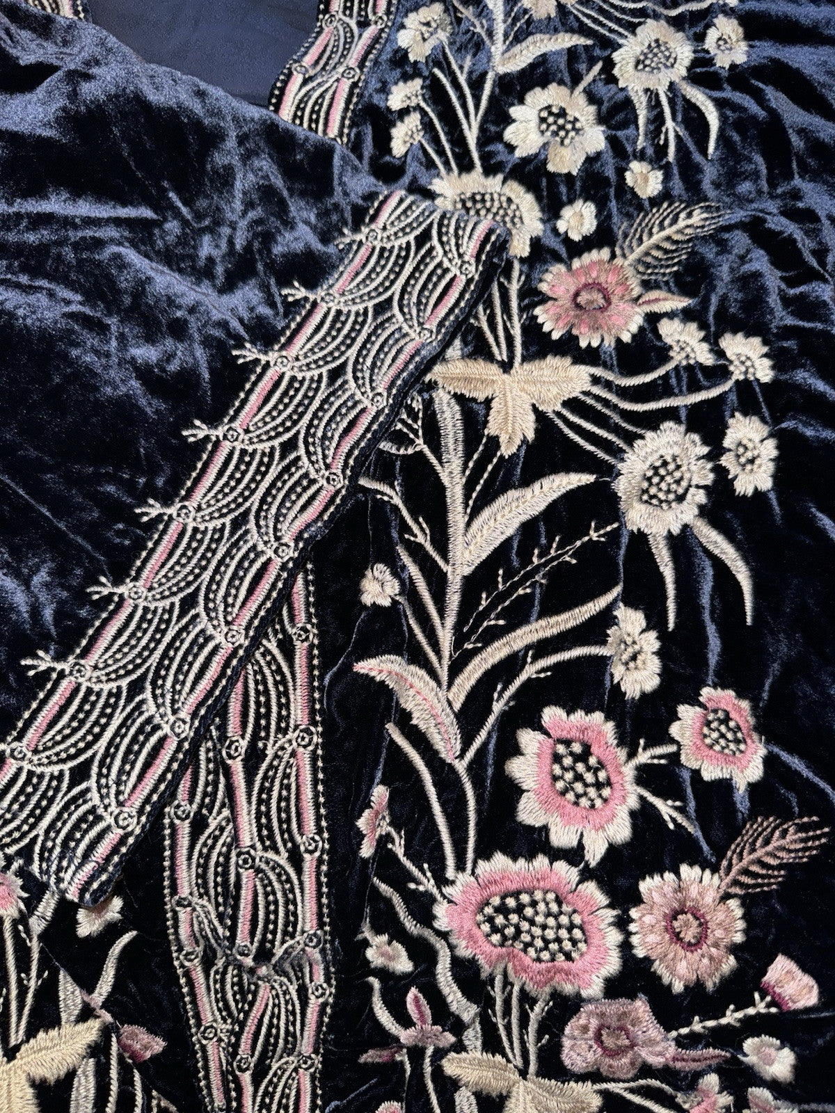 Johnny Was 2X / 3X Blue Velvet Kimono Wrap Jacket Duster BOHO Oversized 30”PTP Johnny Was