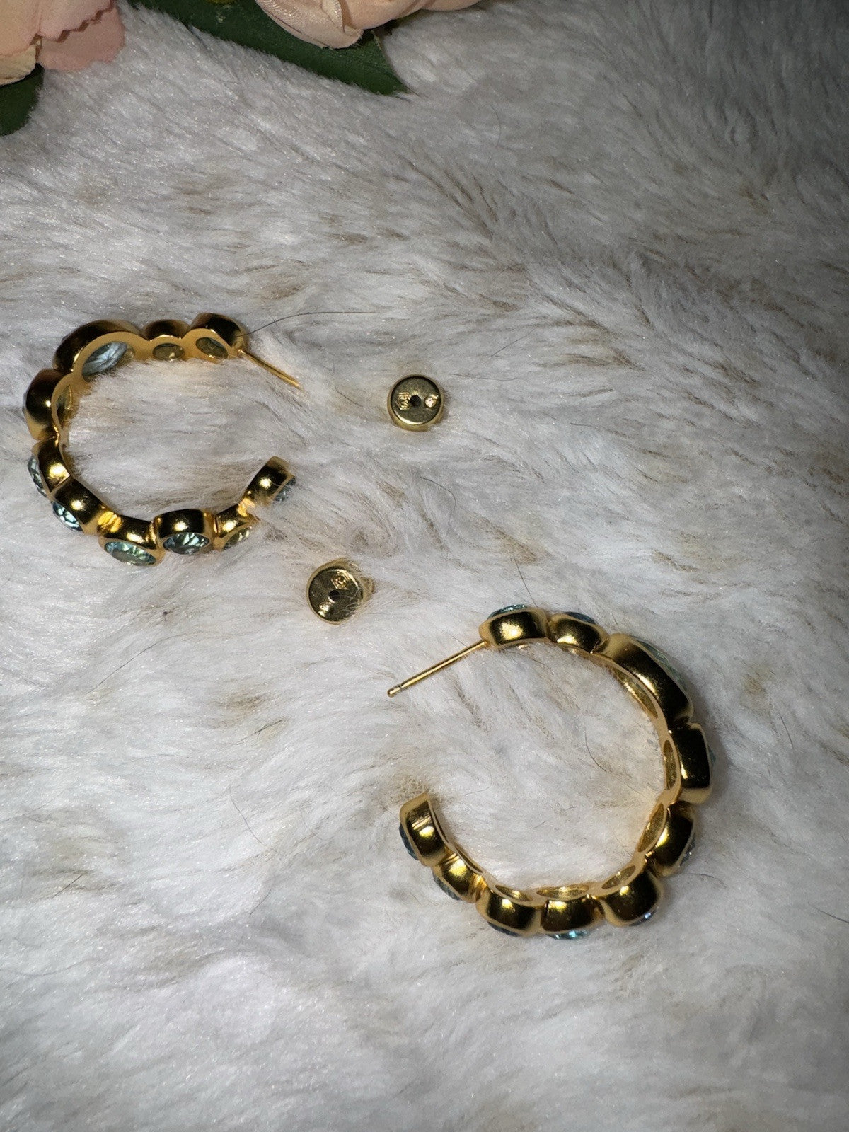 Julie Vos Blue & 24k Gold Plated Hoop Earrings 1.25” Hoops Mixed Blues Julie Vos