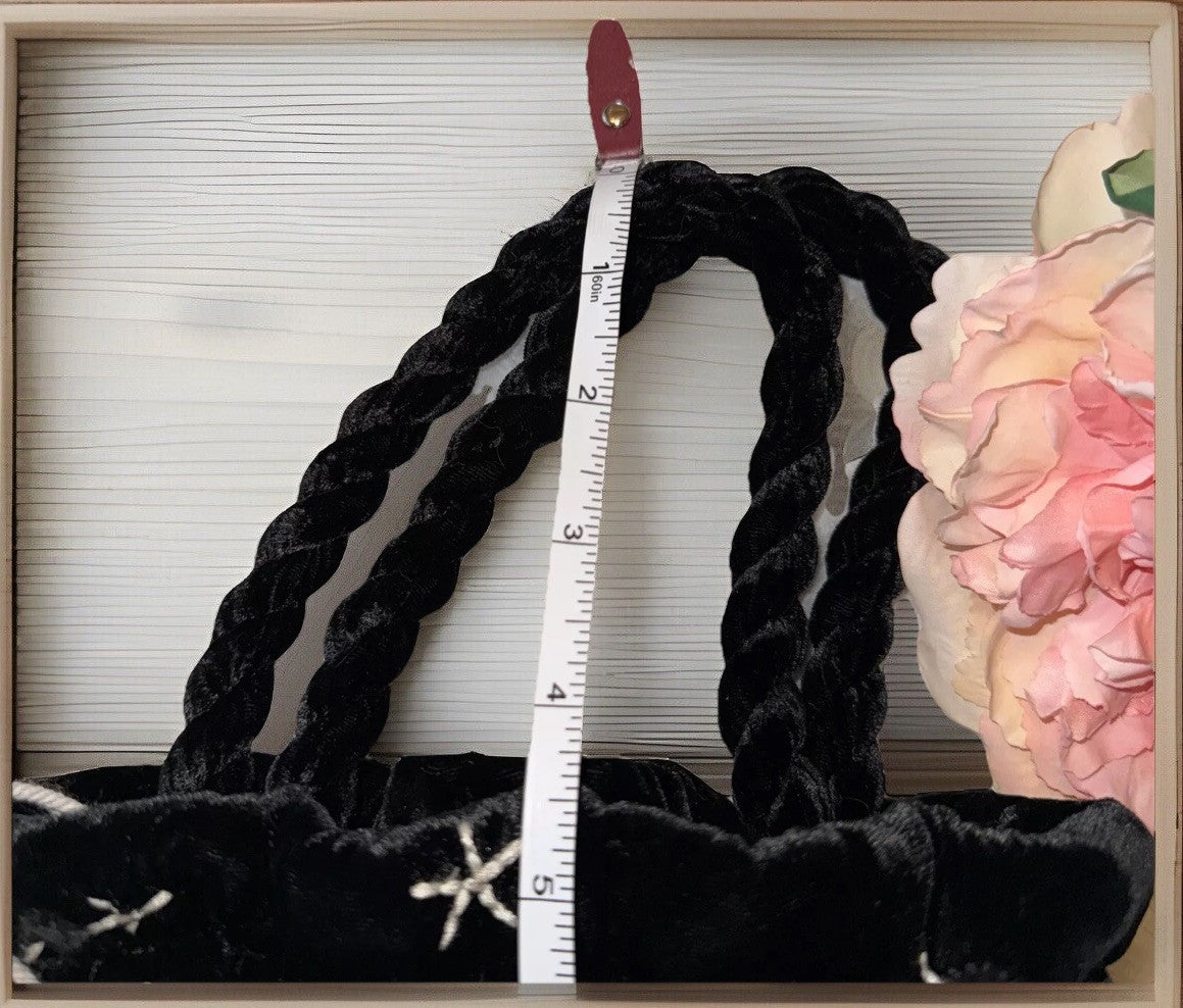 Johnny Was Black Velvet Embroidered Hobo Bag Tote Purse Pink Roses & Paisley Johnny Was